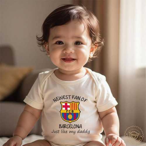 Barcelona Baby Bodysuit,Newest Fan of FCB, Just Like My Daddy,0-24M Cute Baby Bodysuit, Baby Outfit ,Gift for Baby,Baby Announcement