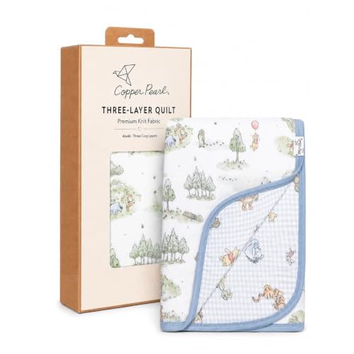 Copper Pearl Jumbo 3-Layer Baby Blanket: Soft Baby Quilts for Boys and Girls | Breathable, Cozy, Toddler Blanket | Baby Quilt for Newborns | 46x46 Premium Polyester/Rayon | Hundred Acre Wood