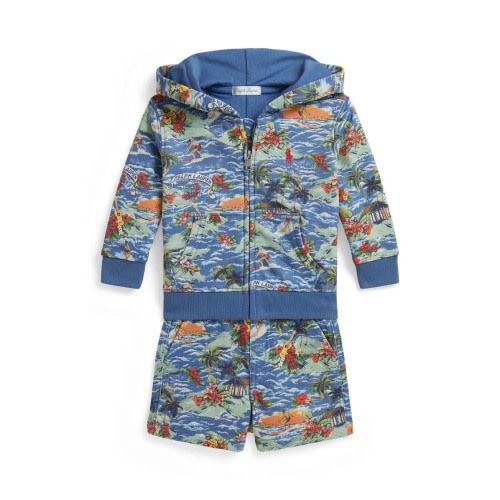 Tropical Print Zip Hoodie & Shorts Set, 12M