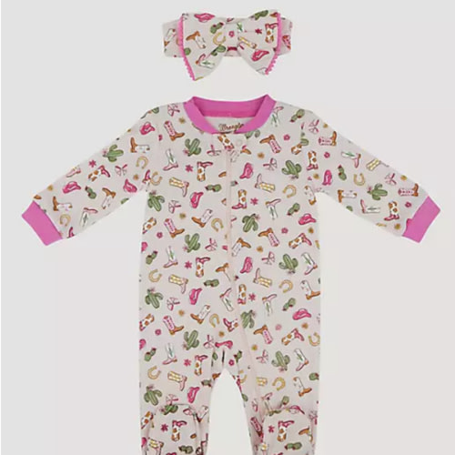 Wrangler Baby Girl Zip Coverall with Bow | NEW | Wrangler®