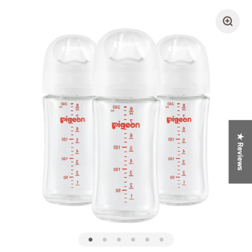 Pigeon Wide Neck Nursing Bottle 8oz/240ml Glass 3pc with M nipple