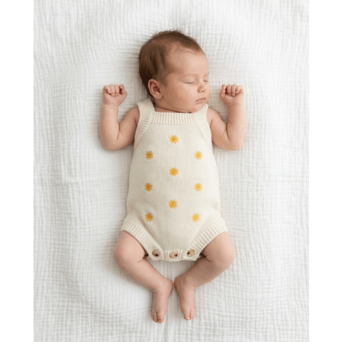 Sunshine Embroidery Romper - Cream