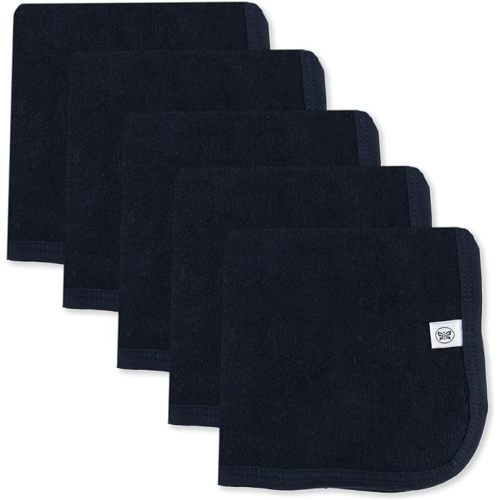 HonestBaby Unisex Baby Organic Cotton Washcloth Multi-Pack Winter Accessory Set, 5-Pack Navy, One Size