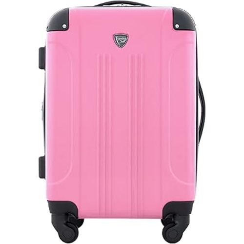 Travelers Club Chicago Hardside Expandable Spinner Luggages, Hot Pink, 20" Carry-On, HS-20720-EX-690N