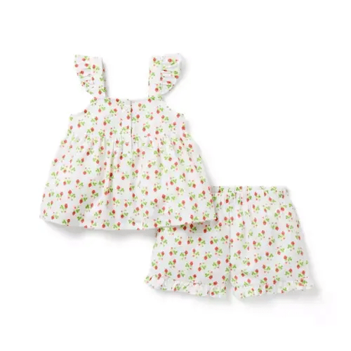 Pajamas White Strawberry Good Night Ruffle Pajama In Strawberry by Janie and Jack