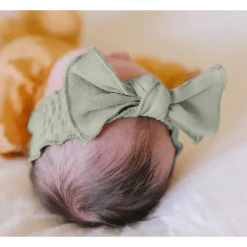 Seafoam | Organic Smocked Tie Headband – L'ovedbaby