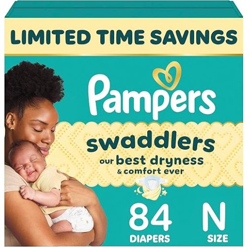 Pampers Swaddlers Diapers, Size 0 (up to 10 lbs), 84 Count, Absorbent, Keeps Baby Dry and Comfortable, Skin Safe Disposable Baby Diaper (Packaging May Vary)