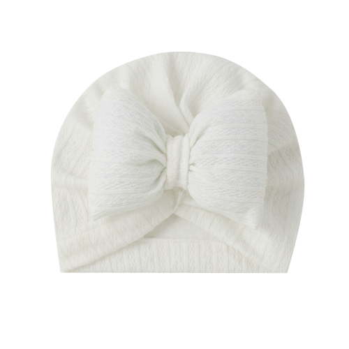 Zwiiyzr Baby Girl Turban Newborn Beanies Hat Top Bowknot Head Wrap Beanie Infant Girls Headwraps Toddler Kids Hats 0-3 Years White