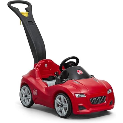 Step2 Whisper Ride Cruiser Kids Push Car, Ride On Toy, Stroller Substitute, Includes Seat Belt & Horn, Made of Durable Plastic, Max Weight 50 lbs., For Toddlers 18 Months - 4 Years Old, Red