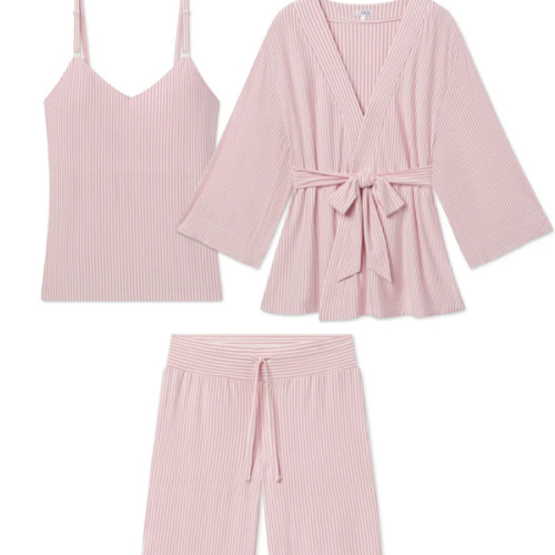 LAKE | Women | DreamModal Pajamas | Carnation Pencil Stripe Maternity Kimono Bundle