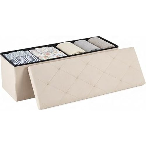 DUMOS 43 Inch Folding Storage Ottoman Bench, Large Ottoman with Storage