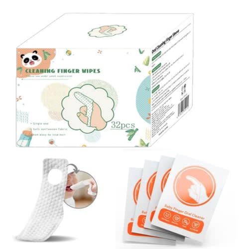 Hranio Finger Tooth Brushing Tongue Cleaner Baby Toothbrush 6 to 12 Months Finger Tooth Brushing Dry Wipes for Baby Wipes Toddles 32Pcs Infant Toothbrush Mouth Cleaner for 0-36 Month