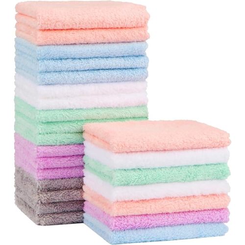 Orighty Baby Washcloths 24-Pack, Microfiber Coral Fleece Baby Face Towels, Soft and Absorbent Wash Cloths for Newborns, Infants and Toddlers, Gentle on Delicate Skin for Face Hands and Body, 7x9 Inch