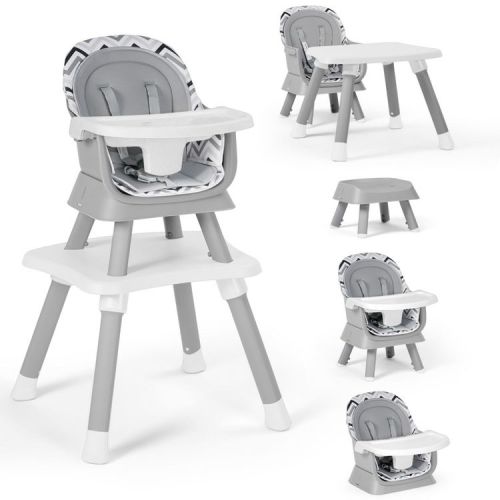 Kinder King 8 in 1 Baby High Chair, Coverts to Dining Booster Seat, Removable Tray & Double Seat Cover, Easy to Wipe, Wavy Grain