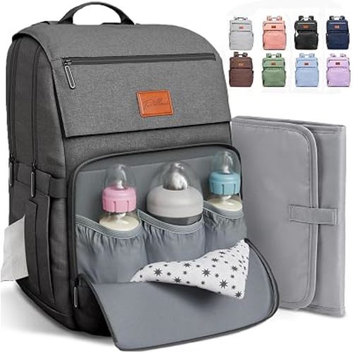 PILLANI Baby Diaper Bag Backpack - Large Bag for Boys & Girls, Waterproof Diaper Backpack - Travel Diaper Bags w/Changing Pad, Baby Registry Search & Shower Gifts - Essentials Must Haves Newborn Stuff