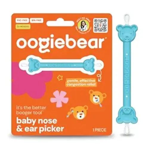 oogiebear Baby Nose Cleaner & Ear Wax Removal Tool - Safe Booger & Earwax Removal for Newborns, Infants, Toddlers - Dual-Ended - Essential Baby Stuff