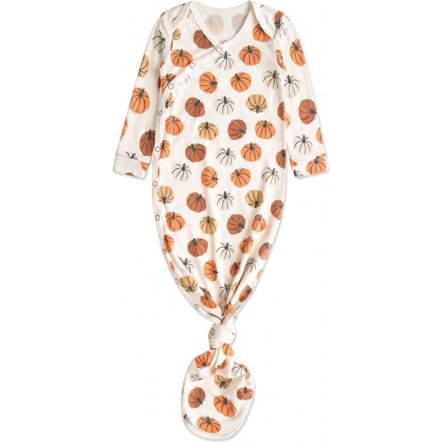 Copper Pearl Baby Gown - Knotted Newborn Sleepers for Baby Boy and Girl, Soft Stretchy Long Sleeve Infant Gowns with Bottom Tie and Hand Mittens, Perfect Hospital Coming Home Outfit (Karver)