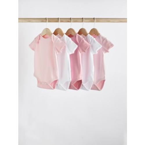 Buy Pink 5 Pack Short Sleeve Baby Bodysuit from Next USA