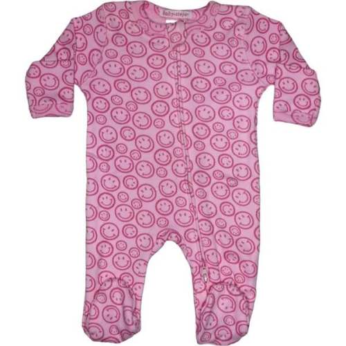 Baby Two-Way Zipper Footie, Chalk Smile on Pink - Baby Steps | Maisonette