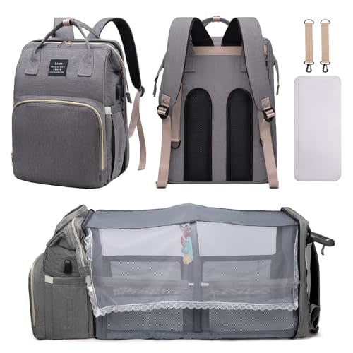 Diaper Bag Backpack, Multifunctional Baby Diaper Bag, Diaper Changing Station for Boys Girls, Large Capacity Travel Baby Bag for Mom Dad