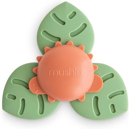 mushie Dino Suction Spinner Toy | Toddler Sensory Toys for Bath & Play