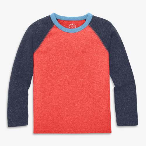 Kids heathered long sleeve baseball tee | Primary.com