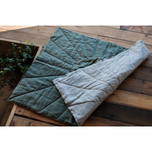 Natural Linen Baby Play Rug: Breathable & Eco-Friendly with Sun Pattern, Organic Cotton Padded Linen Play Rug