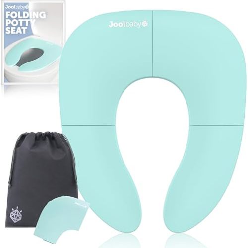 Jool Baby Folding Travel Potty Training Seat for Toddlers, Fits Round & Oval Toilets, Non-Slip Suction Cups, Includes Free Travel Bag (Gray)
