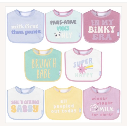 8-Pack Baby Girls Super Happy Drooling Bibs