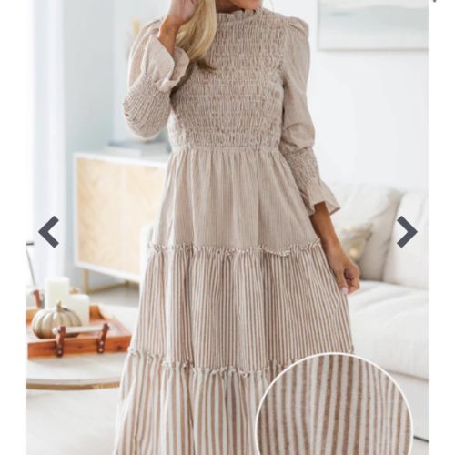 NURSING COLLECTION: Back To You Brown Striped Midi Dress