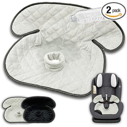 Wonderkin 2-Pack Potty Training Car Seat Protector, Waterproof Car Seat Liner, Non-Slip Leak-Proof Piddle Pads,Washable Cover Fits Car Seats Strollers Bouncers, Ages 6 Months to 4 Years (Grey+Black)