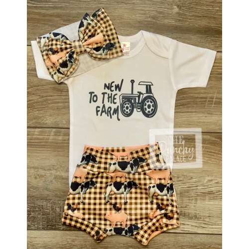New to the Farm Baby Full Outfit Set / Toddler Full Outfit Set / Trendy Baby Clothes / Farm Western Baby Clothing Set
