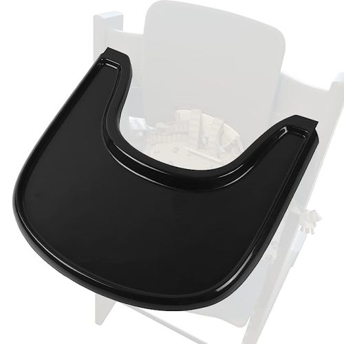 Baby High Chair Tray Compatible with Stokke Tripp Trapp V2+, Replacement Tray for Stokke High Chair, Smooth Surface & Strong Suction, BPA-Free & Dishwasher Safe, Toddlers 6–36 Months - Black