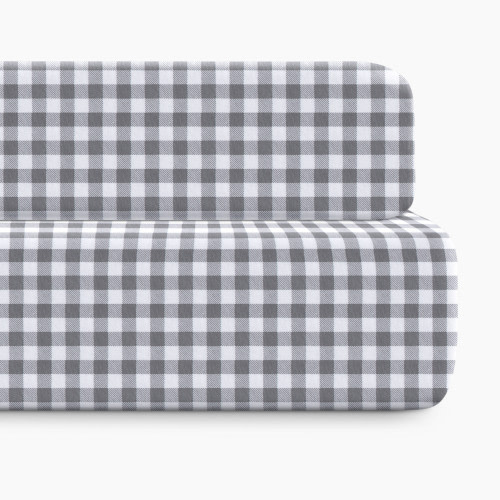 Bellini Organic Jersey Cotton Crib Sheet and Changing Pad Cover Set - Grey Gingham