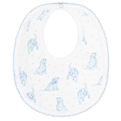 Blue Puppy Love Print Bib