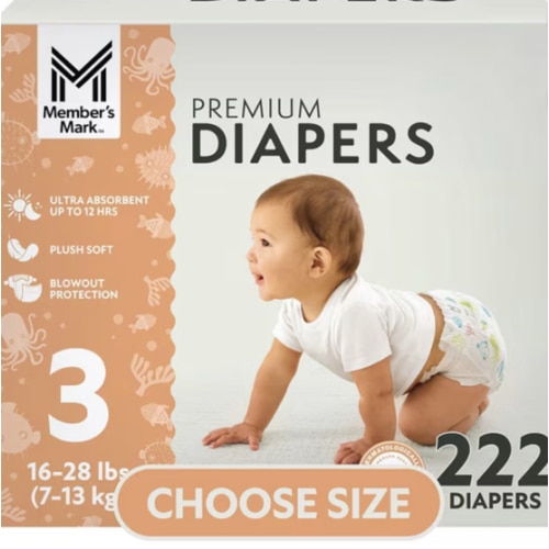 Member's Mark Premium Baby Diapers, Sizes Newborn - 8 - Samsclub.com