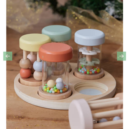 Set of 5 Musical Rattles in FSC® Wood - wood, Toys