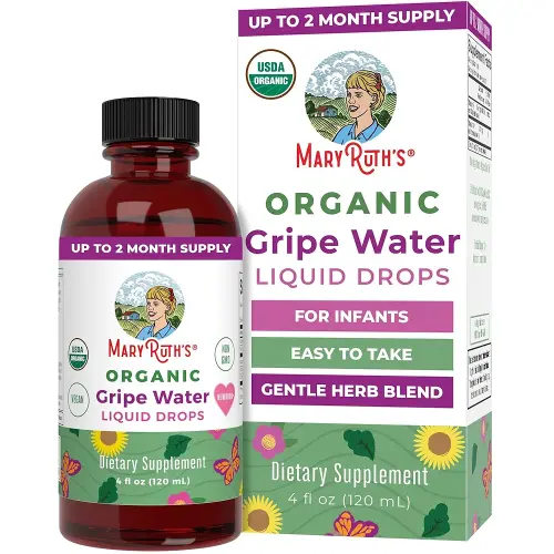 USDA Organic Gripe Water for Babies by MaryRuth's | Herbal Blend for Little Tummies | Baby Essentials | for Newborns | Ginger Root | Fennel Seed | Dill Seed | Vegan | 4 oz | 30-60 Servings