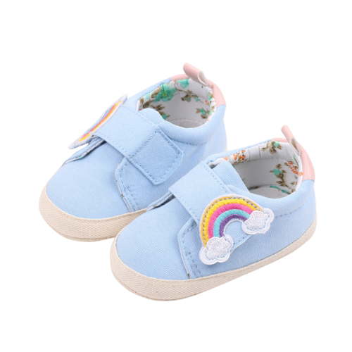Unisex Baby Boys Girls Canvas First Walkers Shoes,Newborn Infant Non Slip Soft Sole Crib Casual Sneaker Blue 6-9 Months