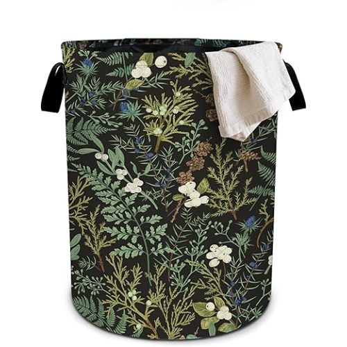 Vintage Herbs Floral Laundry Basket Laundry Hamper With Handles Collapsible Laundry Baskets Storage Basket For Room Bathroom Bedroom Decor