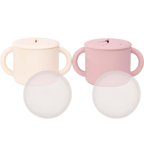 WeeSprout Snack Containers, Food Grade Silicone Cups, Spill-Proof Tops for Toddlers & Babies, 2 pack