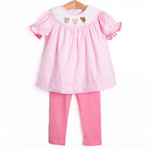 Charming Treats Smocked Legging Set, Pink Gingham – Stitchy Fish