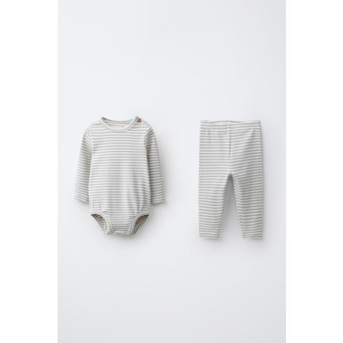 STRIPED BODYSUIT AND LEGGING SET - Pastel blue | ZARA United States