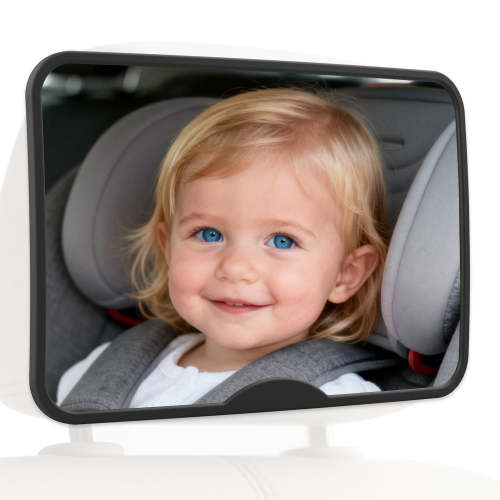 Baby Car Mirror with Premium Matte Finish for Rear Facing Infant with Wide Crystal Clear View, Shatterproof, Safety and stable, Crash Tested and Certified