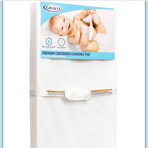 Graco Premium Contoured Changing Pad – GREENGUARD Gold Certified, Water-Resistant, Ultra-Soft Buckle Cover, Contoured Baby Changing Pad, Fits Most Standard-Size Changing Toppers, Non-Skid Bottom