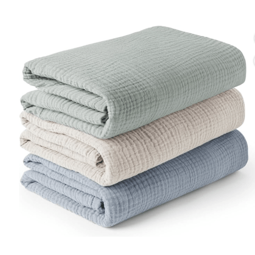 Konssy 3 Pack Muslin Swaddle Blankets for Unisex, Newborn Receiving Blanket, Large 47 x 47 inches, Soft Breathable Muslin Baby Swaddles for Boys & Girls