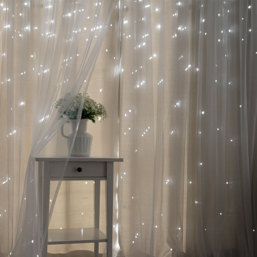 Andover Mills™ Baby & Kids Jenifer Tulle Overlay Star Cutout Solid Room-Darkening Grommet Curtain Panels & Reviews | Wayfair