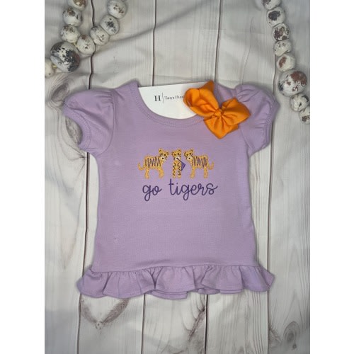 Toddler Tiger Ruffle Shirt: Embroidered Football Season Tee