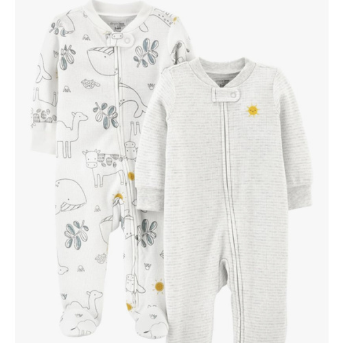 Simple Joys by Carter's unisex-baby 2-way Zip Thermal Footed Sleep and Play, Pack of 2