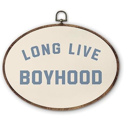DILSJ Long Live Boyhood Oval Wall Art Decor, Boy Nursery Decor Canvas Wall Art Framed, Vintage Boy Nursery Decor Hanging Decorations for Toddler Kids Boy Room Bedroom Playroom,10x10 Inch